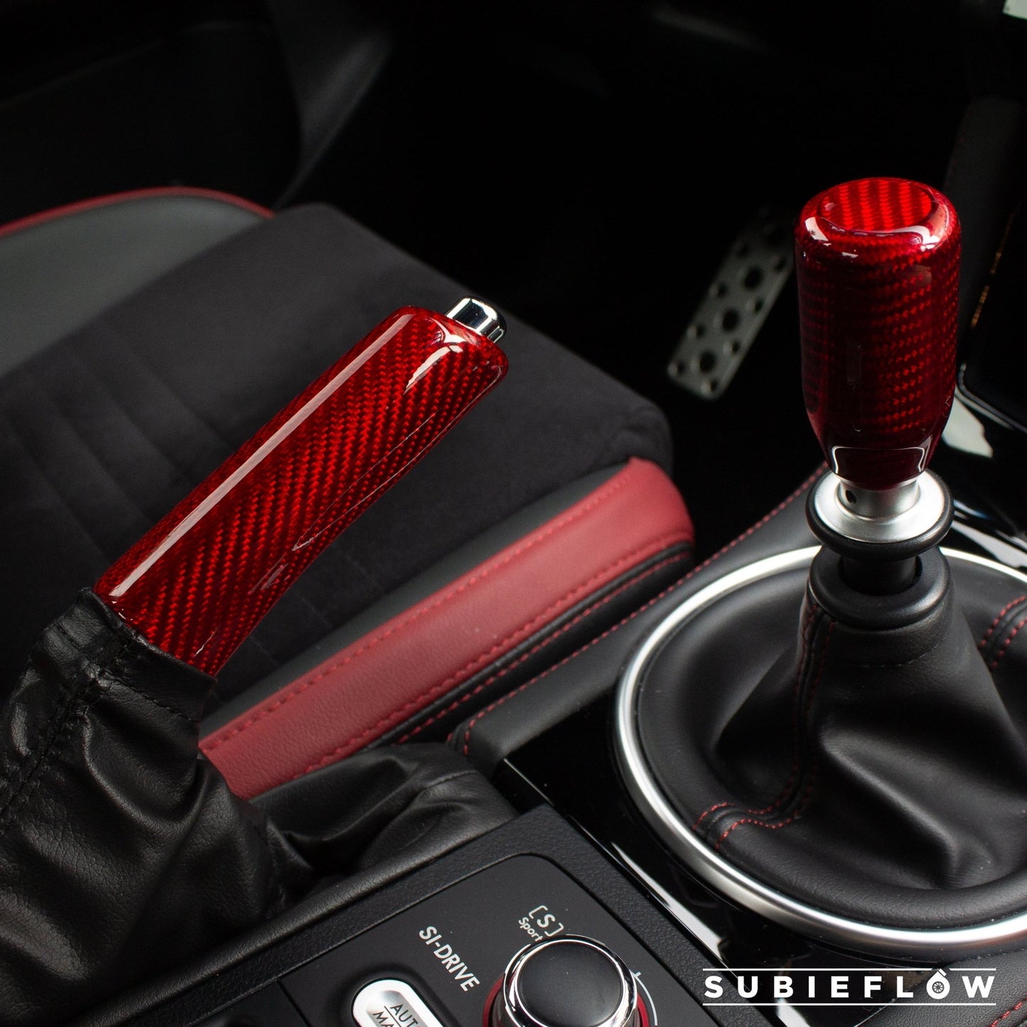 2008-2024 Subaru WRX/STi Red Carbon Fiber Ebrake Handle 2013-20 BRZ/FR-S - SubieFlow