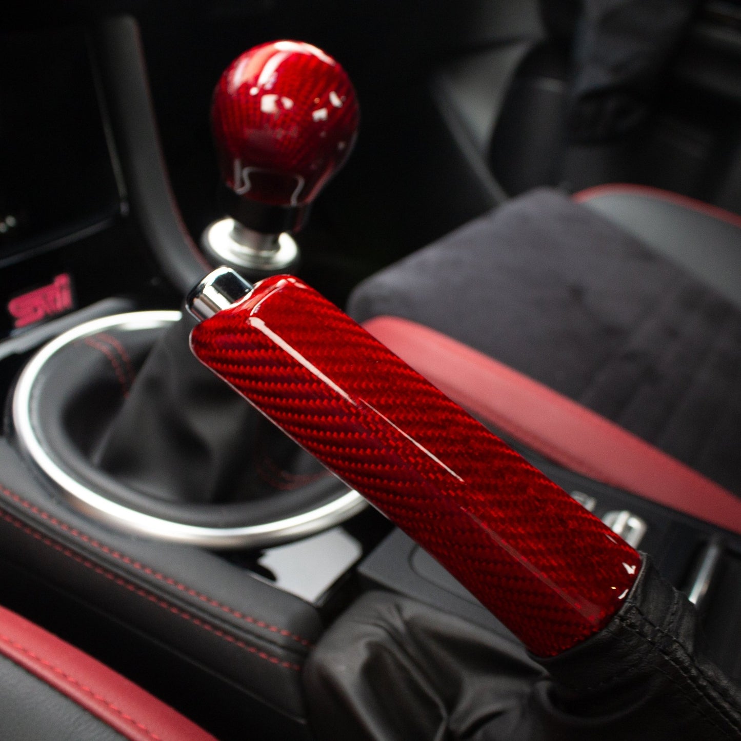 2008-2024 Subaru WRX/STi Red Carbon Fiber Ebrake Handle 2013-20 BRZ/FR-S - SubieFlow