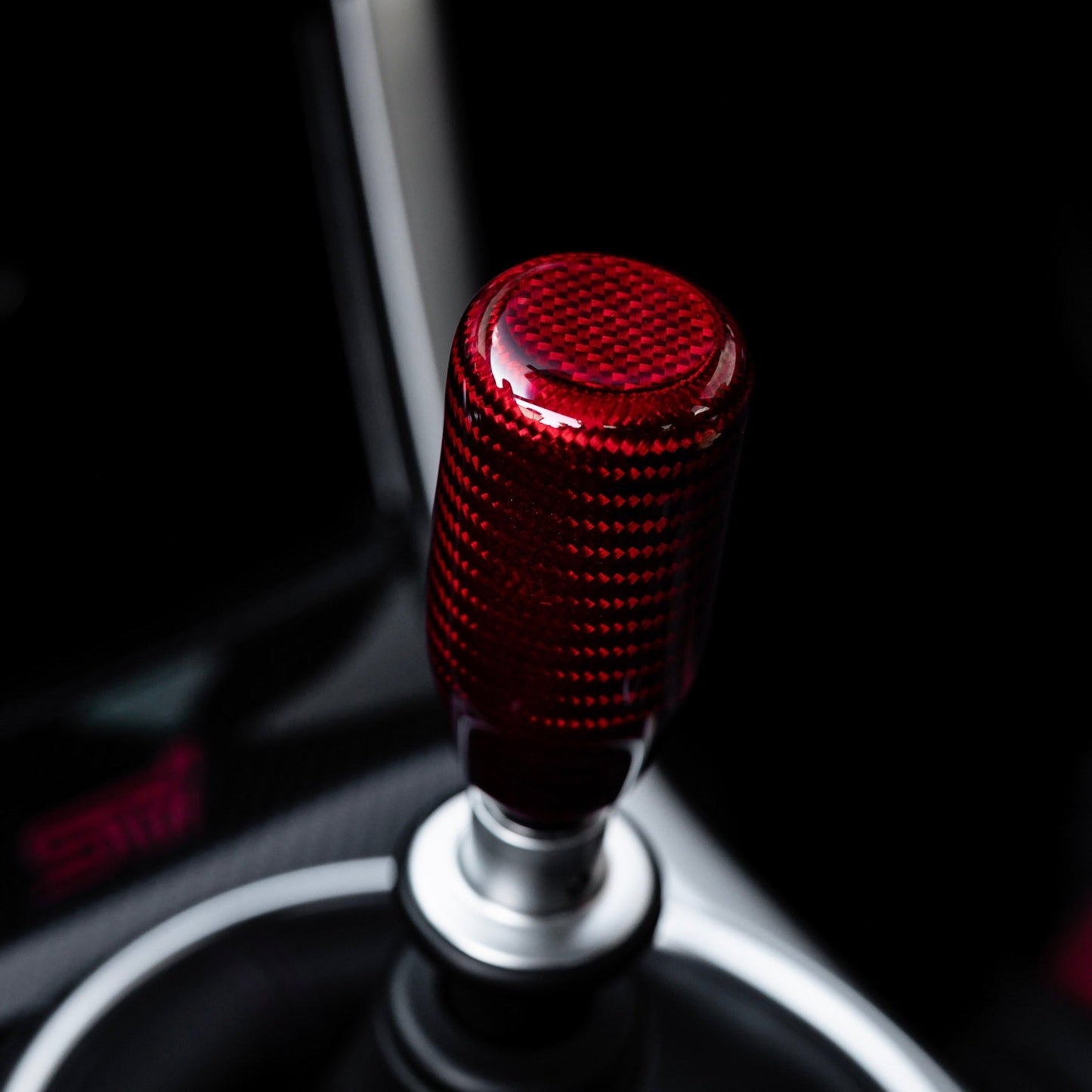 Red Carbon Fiber Handle Shift Knob - SubieFlow