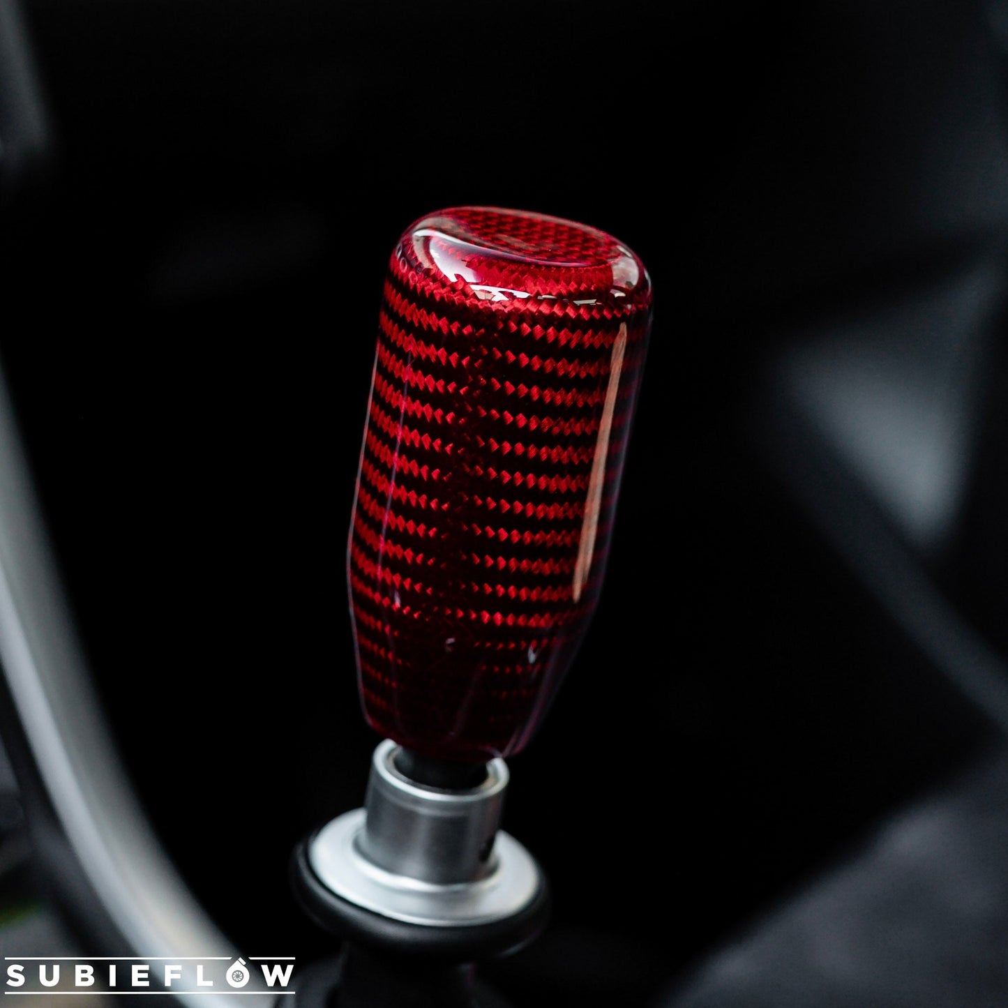 Red Carbon Fiber Handle Shift Knob - SubieFlow