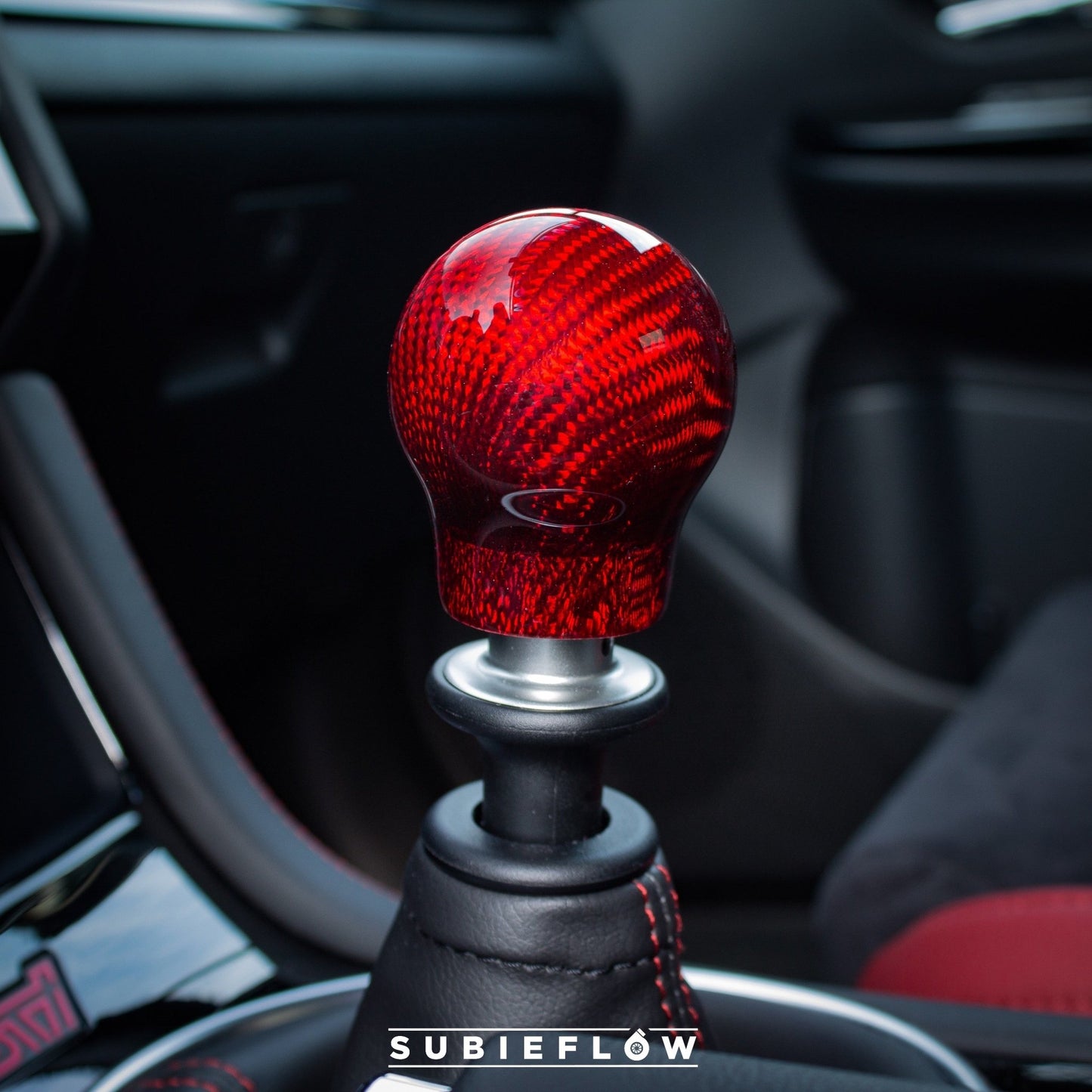 V1 Red Carbon Fiber Shift Knob - SubieFlow