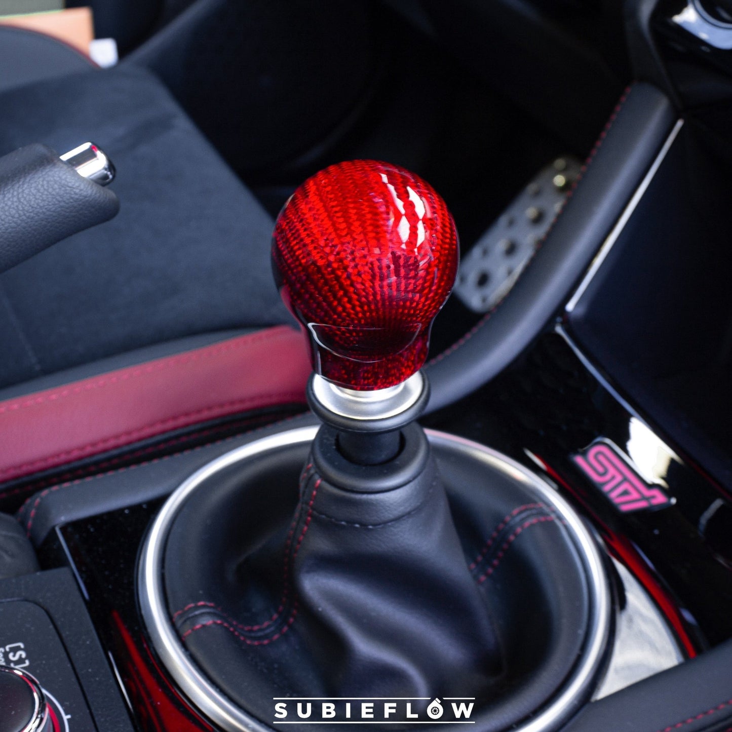 V1 Red Carbon Fiber Shift Knob - SubieFlow