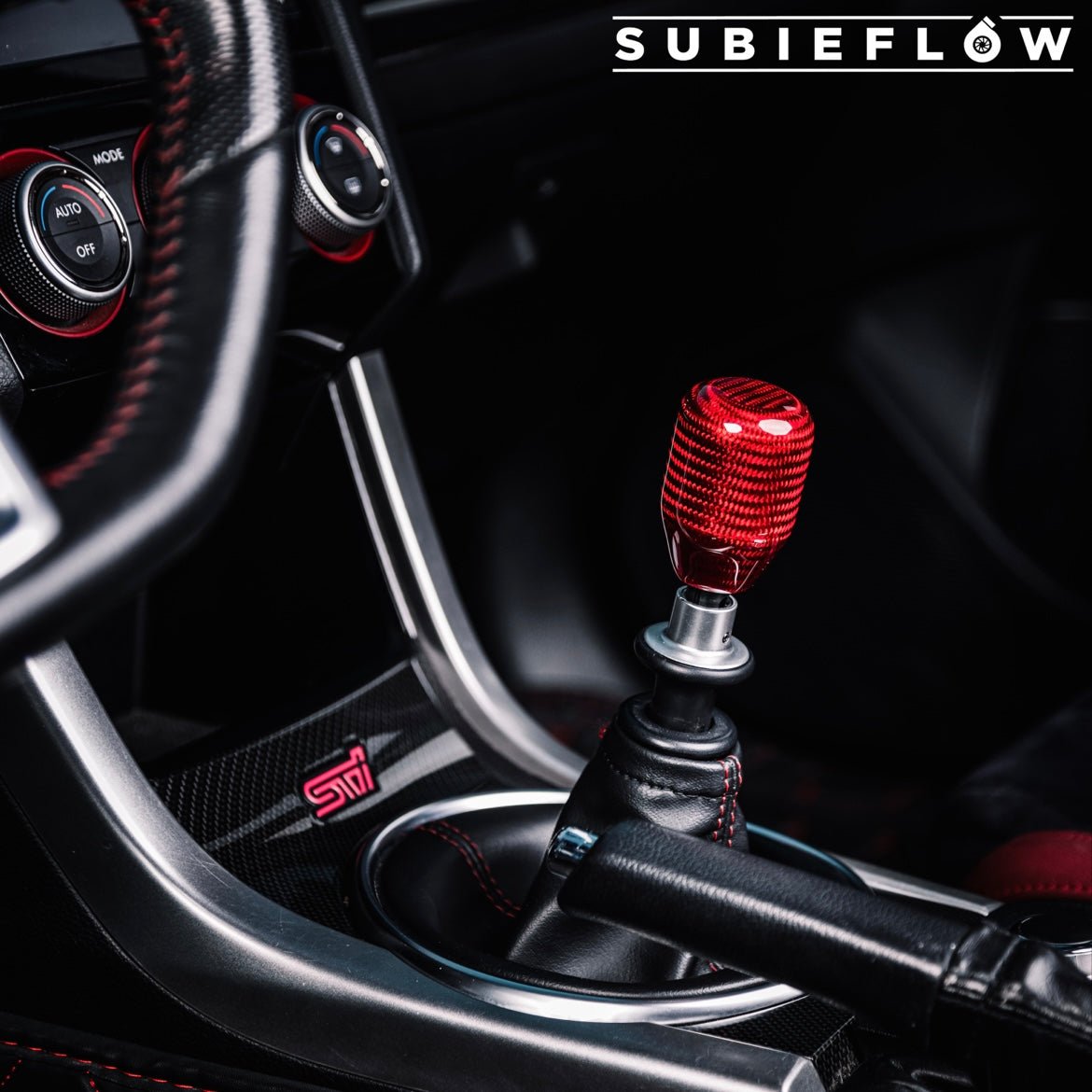 V2 Red Carbon Fiber Shift Knob - SubieFlow