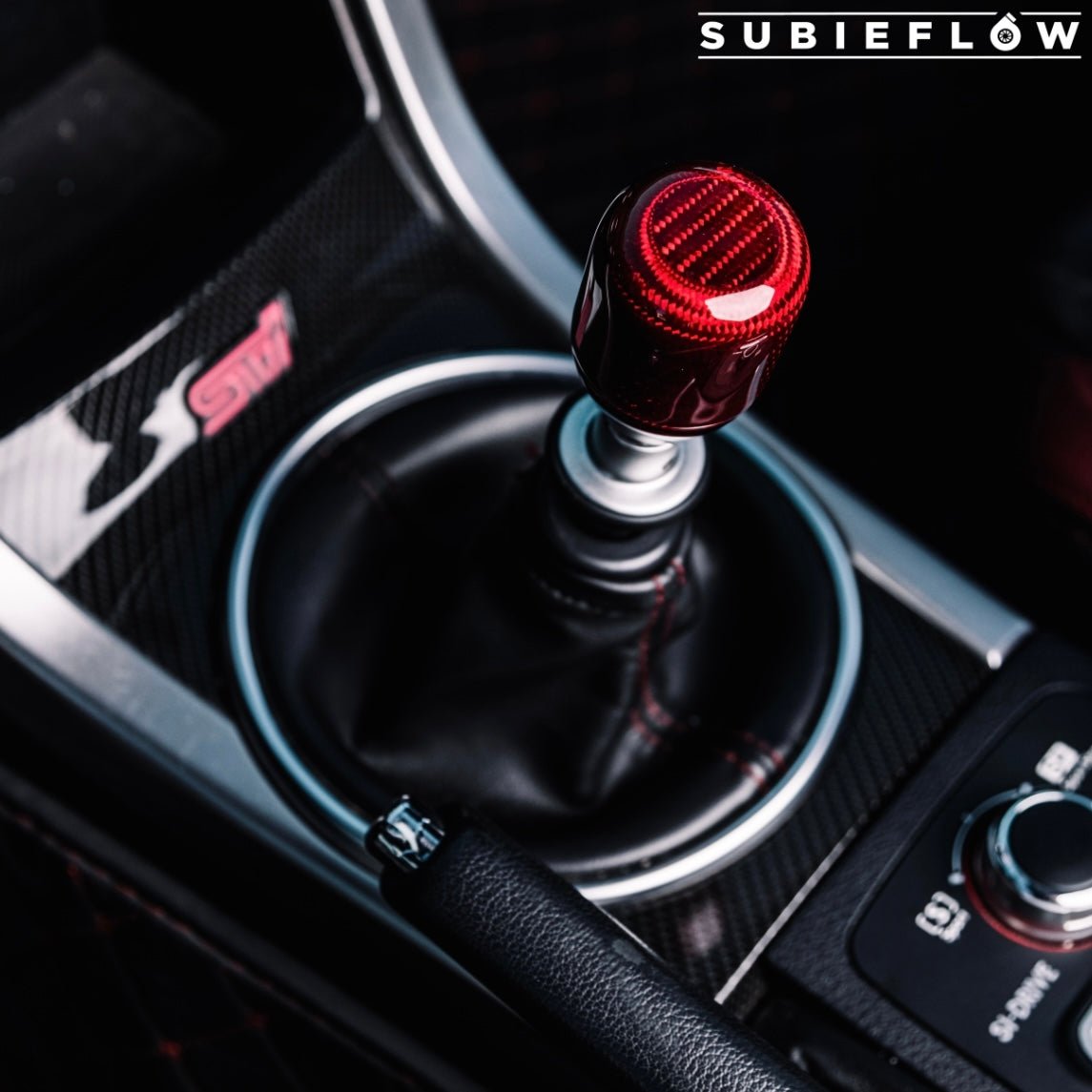 V2 Red Carbon Fiber Shift Knob - SubieFlow