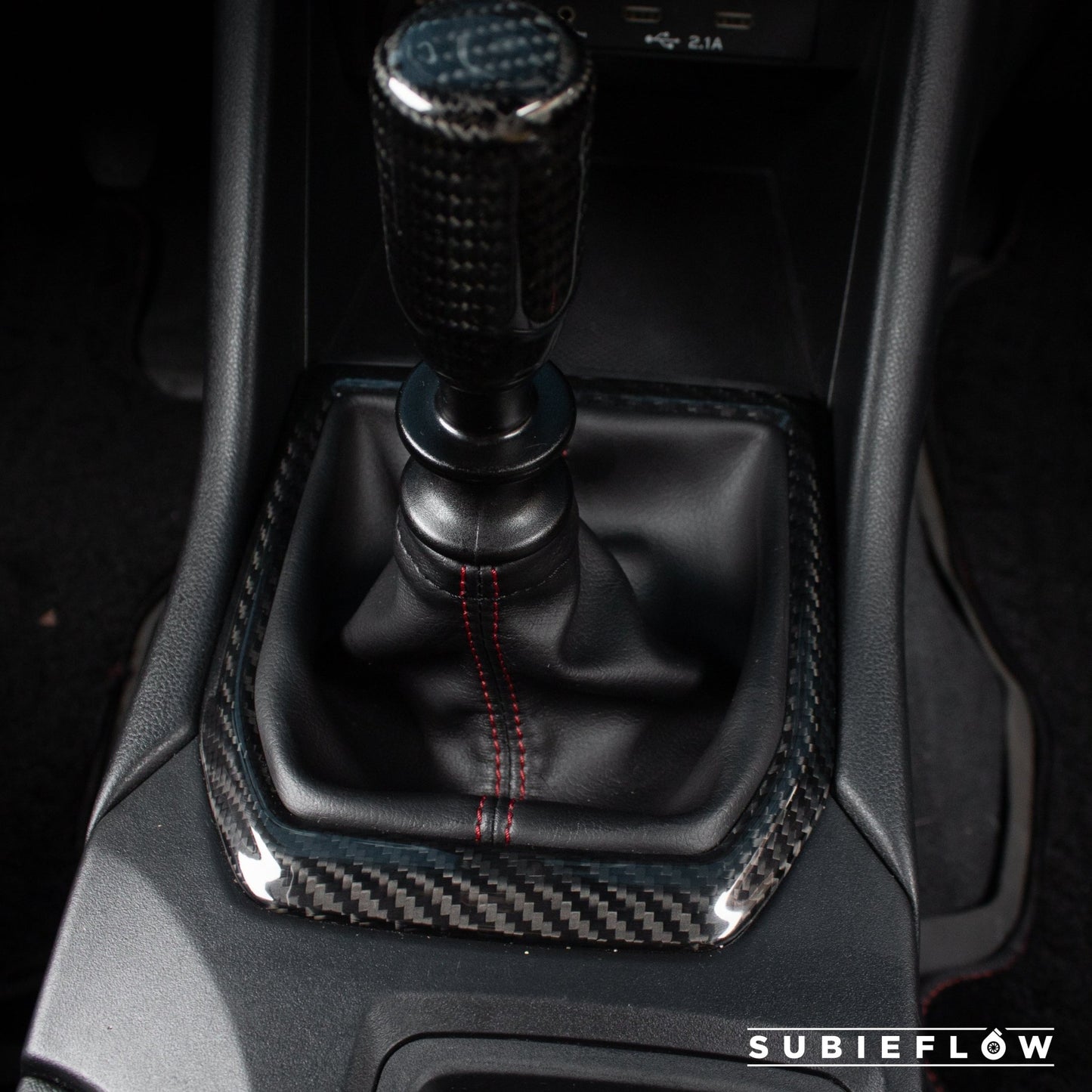 2022-25 Subaru WRX Black Carbon Fiber Shifter Trim Cover - SubieFlow