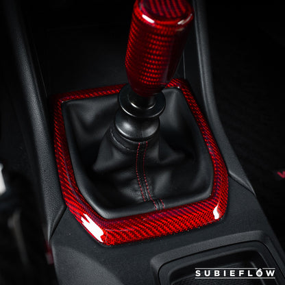 2022-25 Subaru WRX Red Carbon Fiber Shifter Trim Cover - SubieFlow