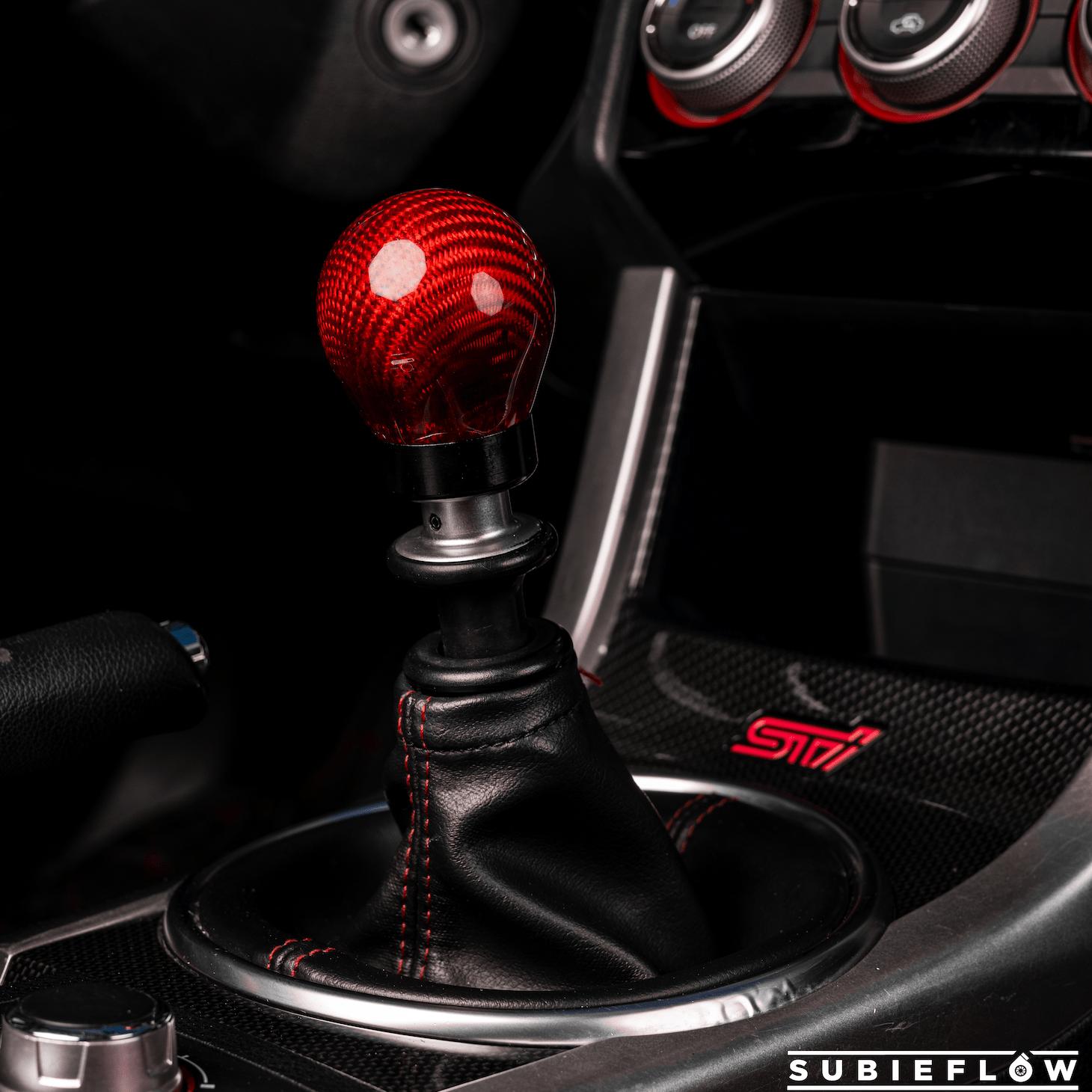 Weighted Red Carbon Fiber Shift Knobs - SubieFlow